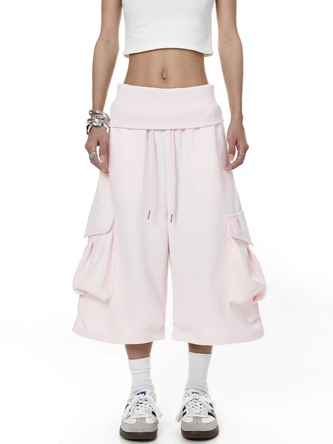Bubble Pink Large Pocket Cotton Shorts