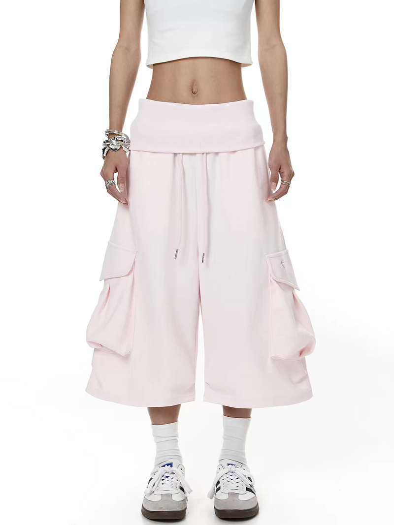 Bubble Pink Large Pocket Cotton Shorts