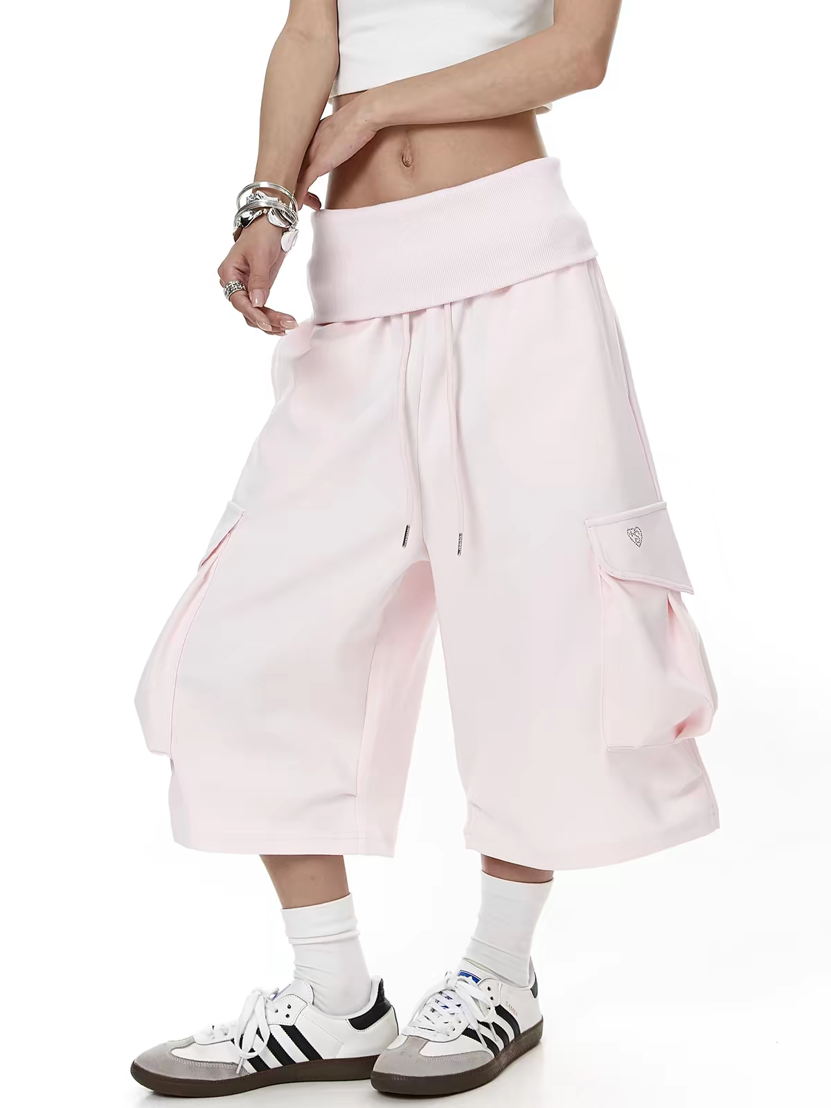 Bubble Pink Large Pocket Cotton Shorts