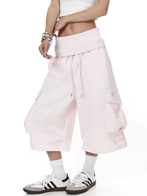 Bubble Pink Large Pocket Cotton Shorts