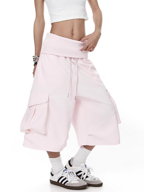 Bubble Pink Large Pocket Cotton Shorts