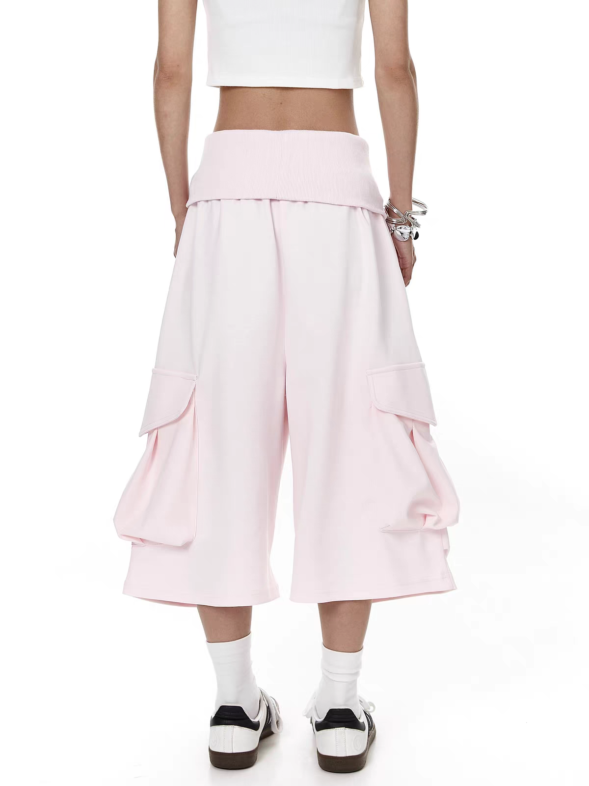 Bubble Pink Large Pocket Cotton Shorts