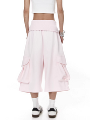 Bubble Pink Large Pocket Cotton Shorts