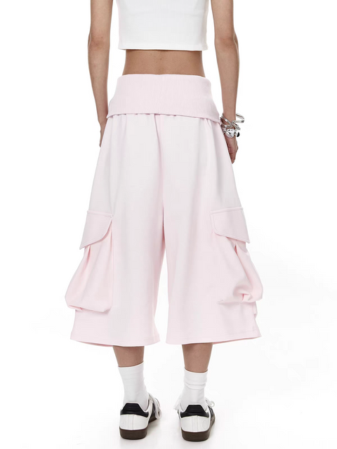 Bubble Pink Large Pocket Cotton Shorts