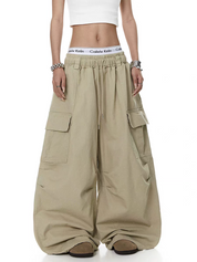 Rhinestone Pleated Multi-Pocket Utility Pant