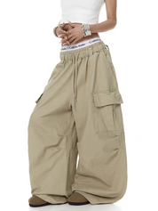 Rhinestone Pleated Multi-Pocket Utility Pant