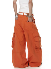 Deconstructed Orange Multi-Pocket Utility Pant