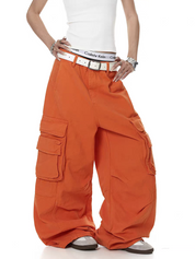 Deconstructed Orange Multi-Pocket Utility Pant