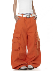 Deconstructed Orange Multi-Pocket Utility Pant