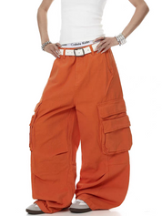 Deconstructed Orange Multi-Pocket Utility Pant