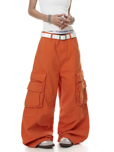 Deconstructed Orange Multi-Pocket Utility Pant