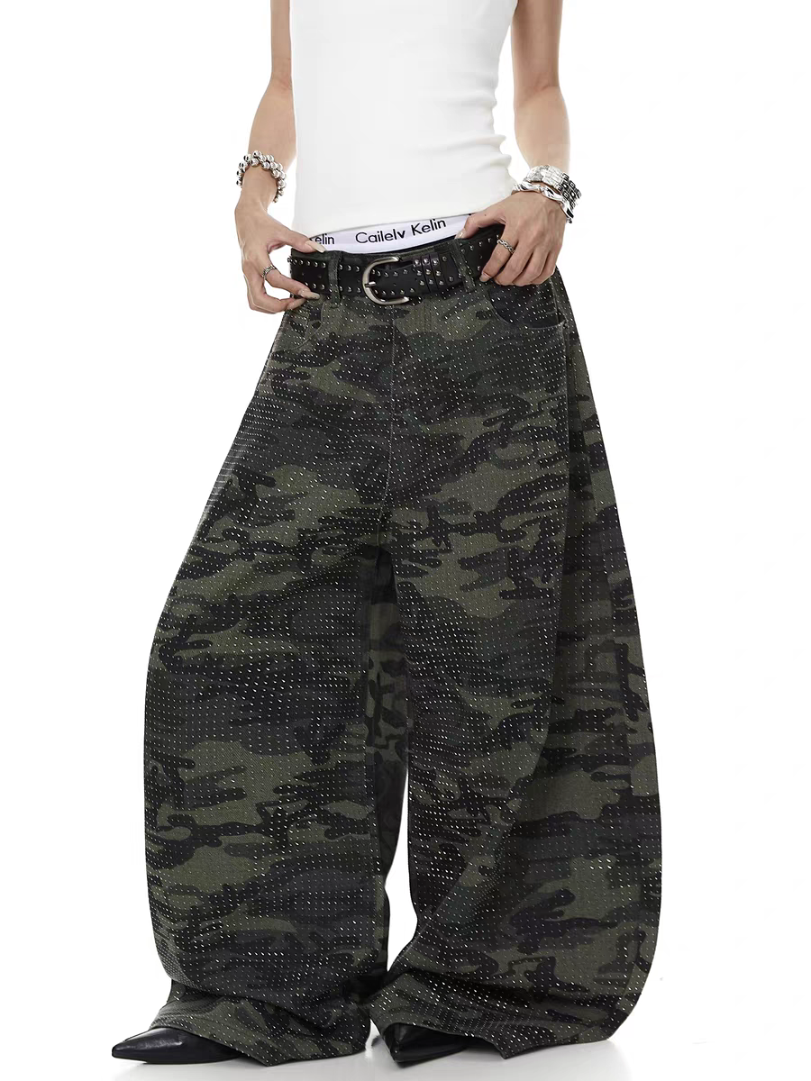 Rhinestone Camo Utility Cargo Pant