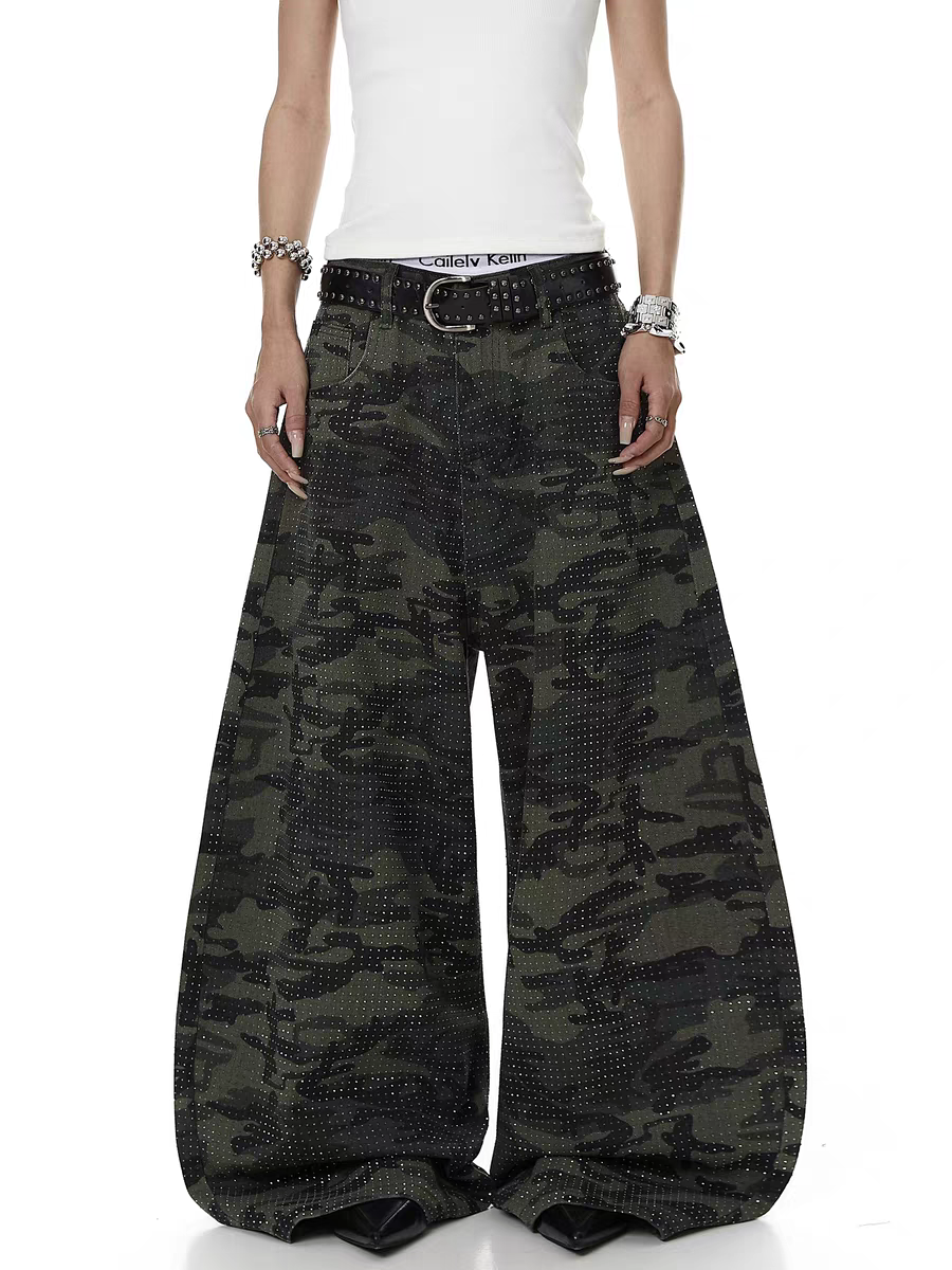 Rhinestone Camo Utility Cargo Pant