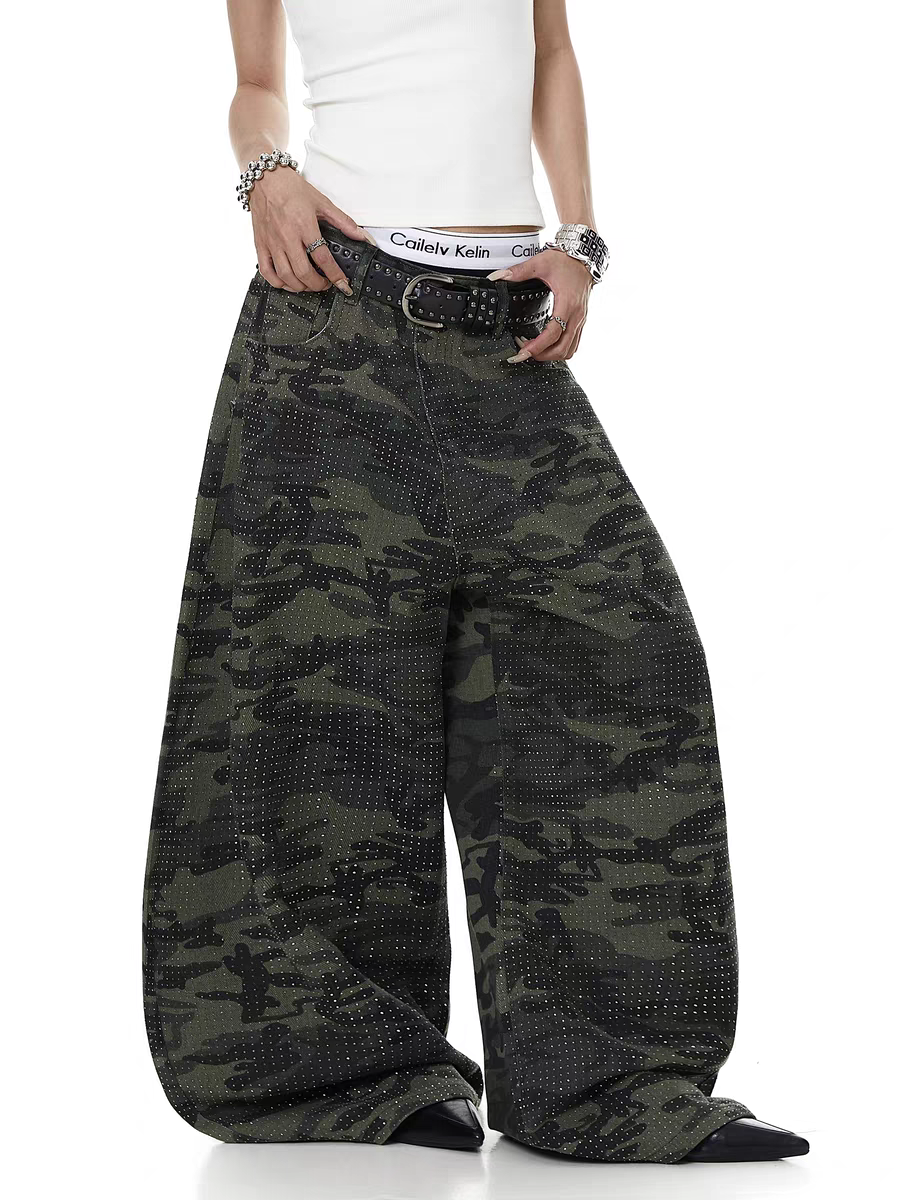 Rhinestone Camo Utility Cargo Pant