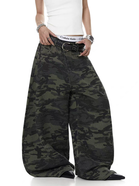 Rhinestone Camo Utility Cargo Pant