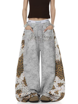 Leopard Patchwork Rivet Sweatpant