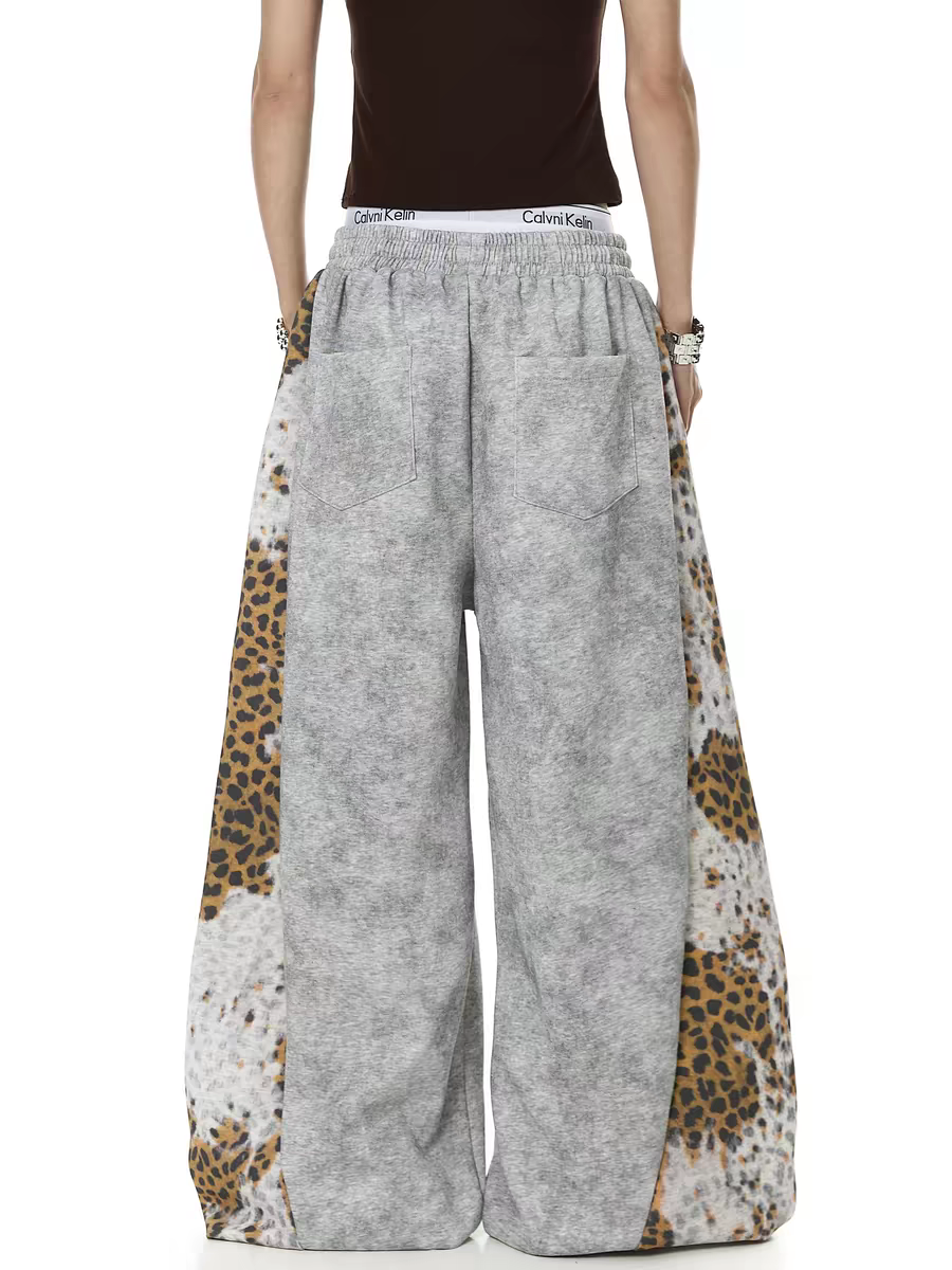 Leopard Patchwork Rivet Sweatpant