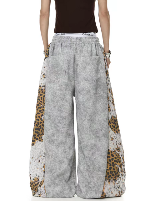 Leopard Patchwork Rivet Sweatpant