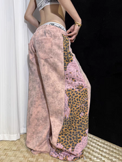 Leopard Patchwork Rivet Sweatpant