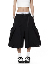 Buckle-Belt Wide-Leg Cropped Pant