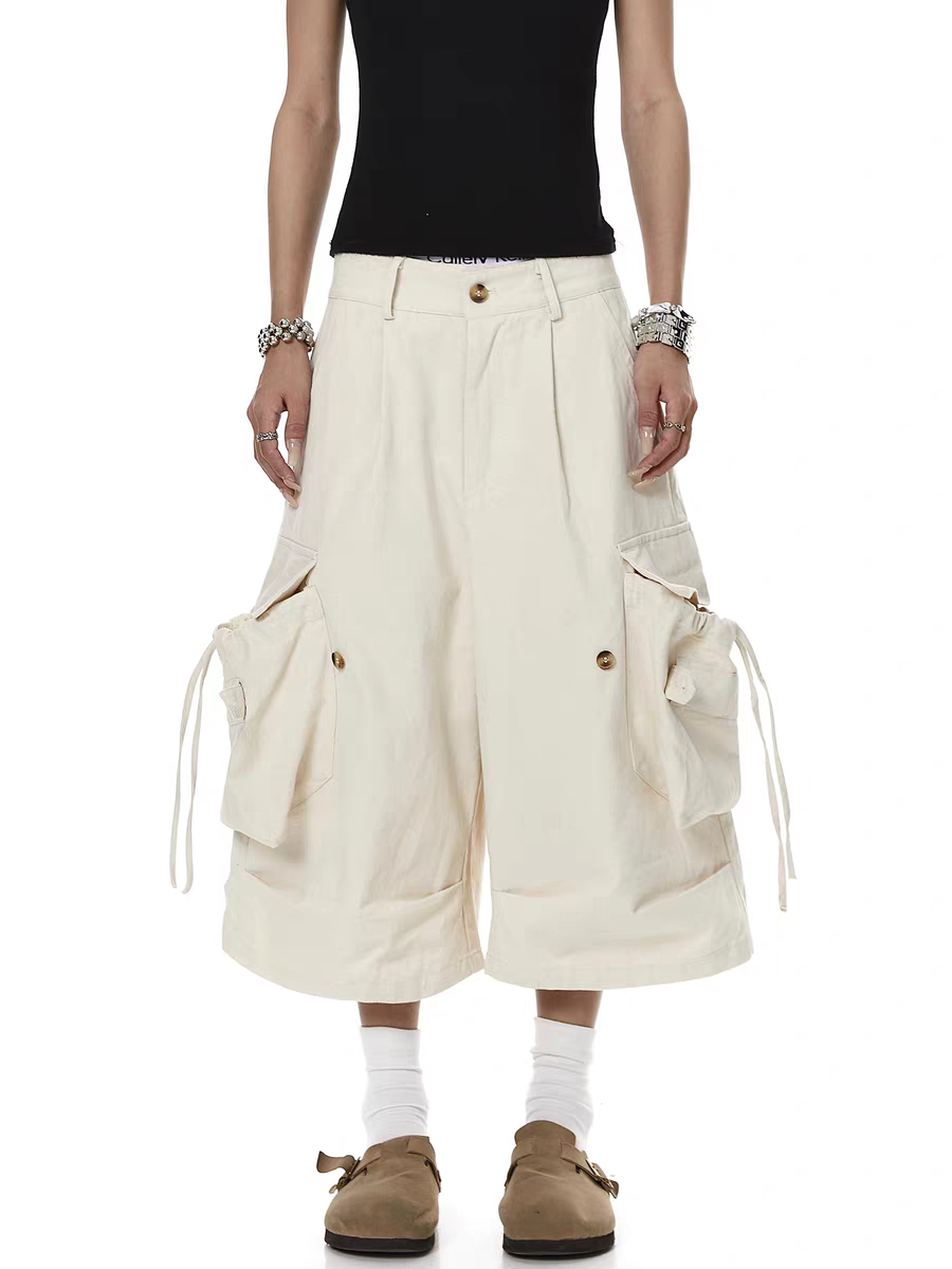Drawstring Multi-Pocket Cropped Pant