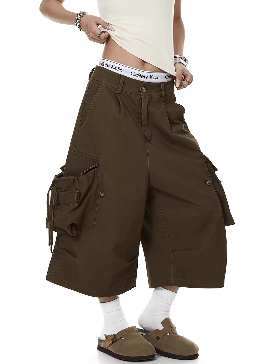 Drawstring Multi-Pocket Cropped Pant