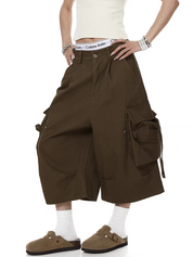 Drawstring Multi-Pocket Cropped Pant