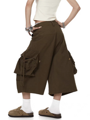 Drawstring Multi-Pocket Cropped Pant