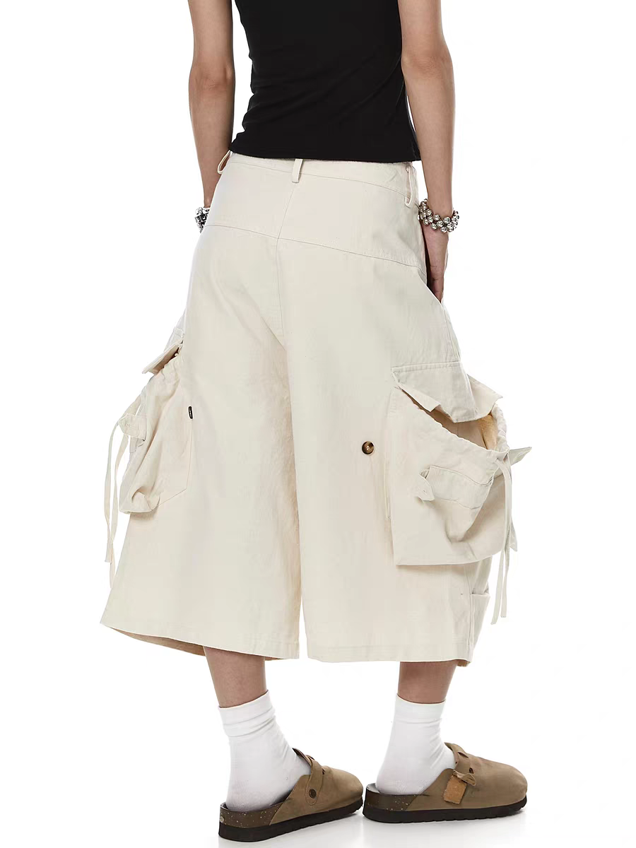 Drawstring Multi-Pocket Cropped Pant
