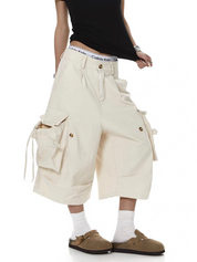 Drawstring Multi-Pocket Cropped Pant