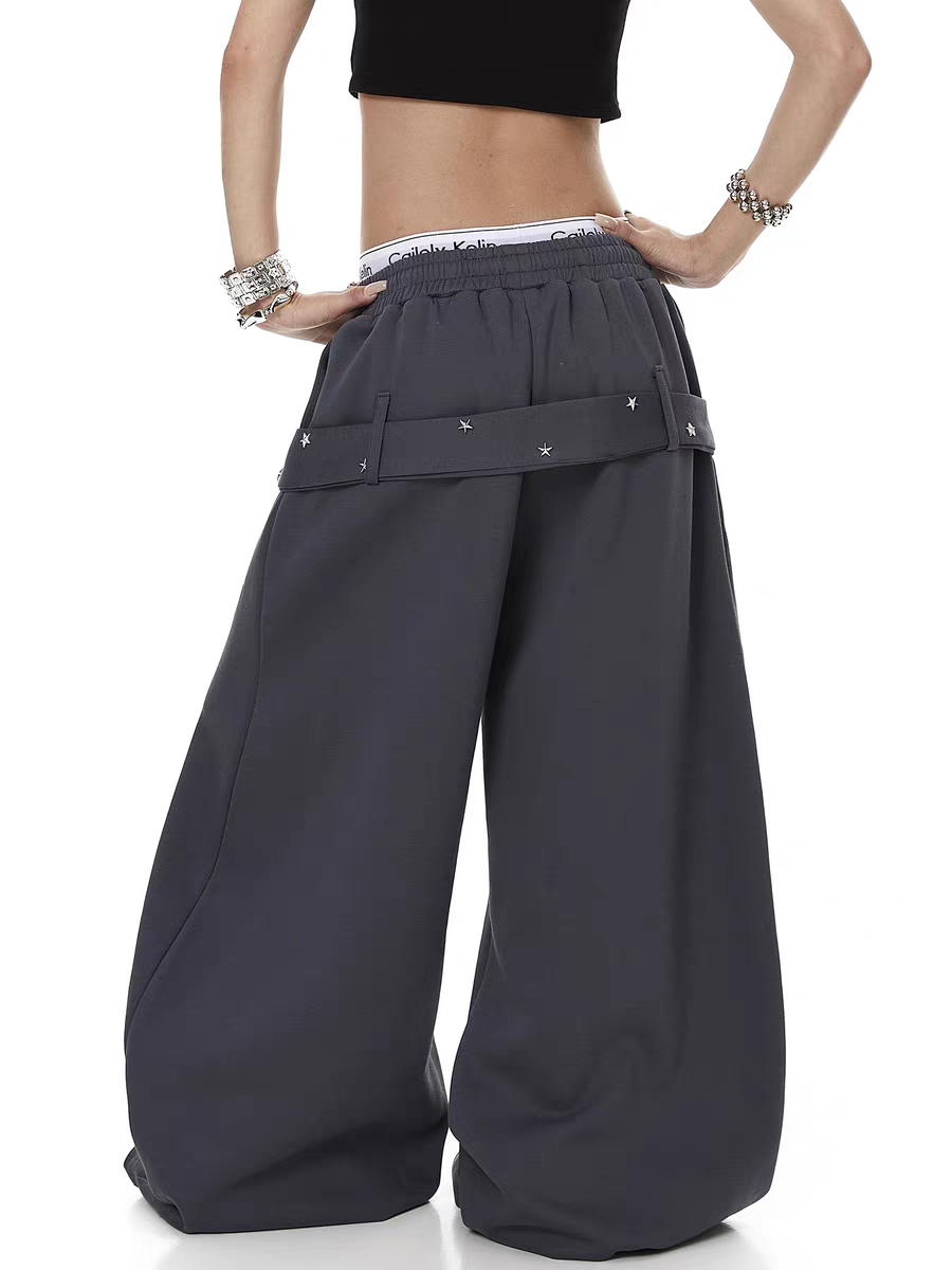 Belted Solid Wide-Leg Trouser