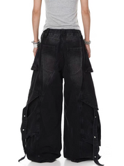 Distressed Rivet Bootcut Heavy Cotton Jeans