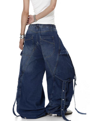 Distressed Rivet Bootcut Heavy Cotton Jeans