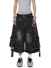 Frayed Distressed Denim Capri