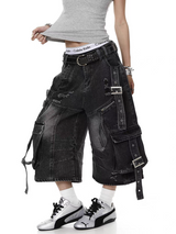 Frayed Distressed Denim Capri