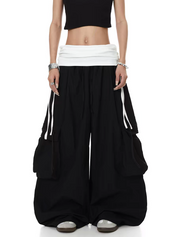 Color-Block Wide-Leg Parachute Pant