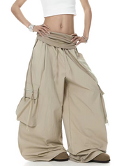 Color-Block Wide-Leg Parachute Pant