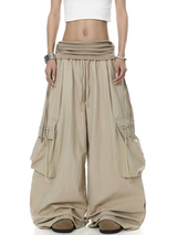 Color-Block Wide-Leg Parachute Pant