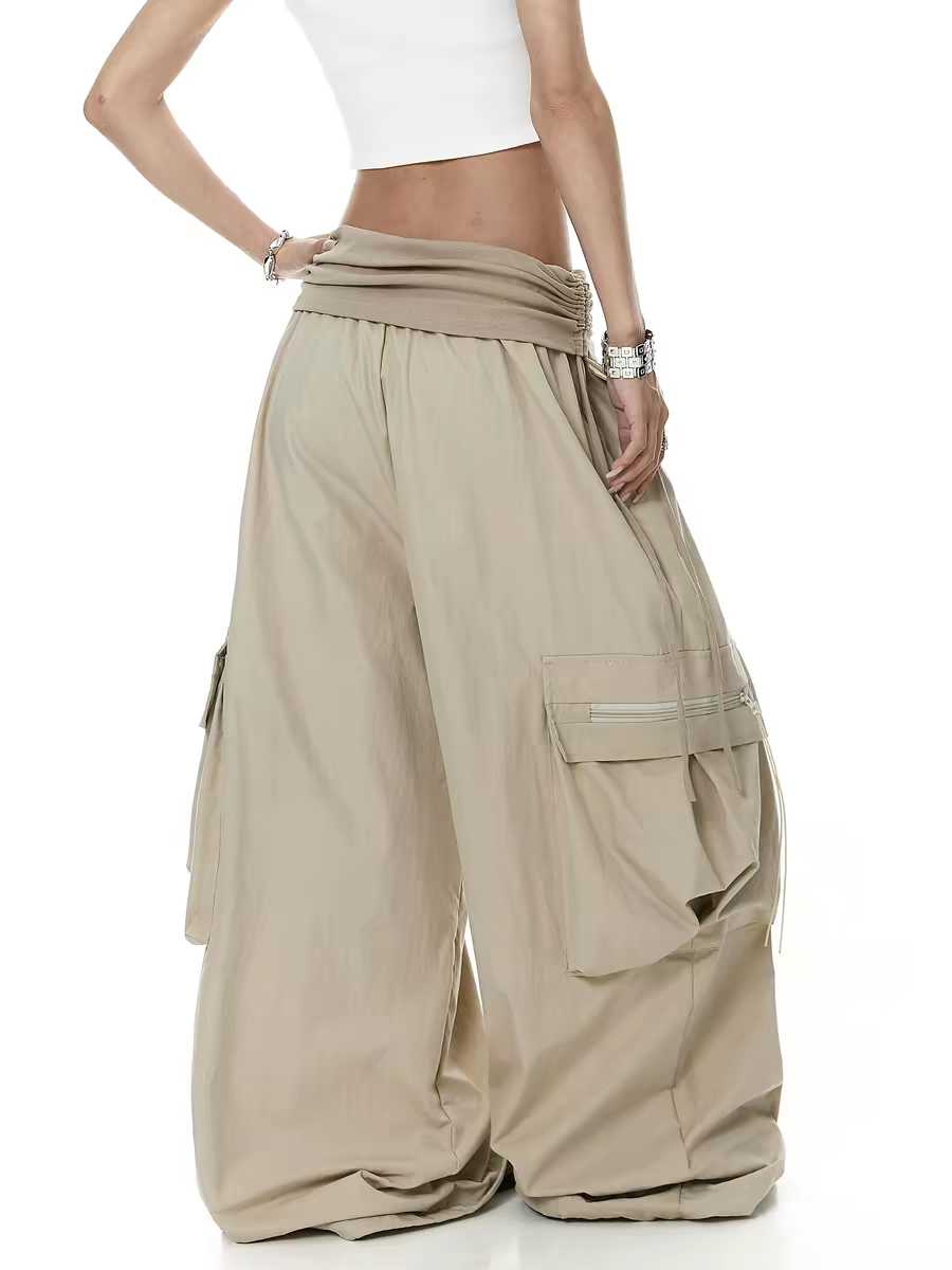 Color-Block Wide-Leg Parachute Pant