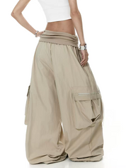 Color-Block Wide-Leg Parachute Pant
