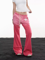 Flared-Hem Drawstring Cotton Trouser