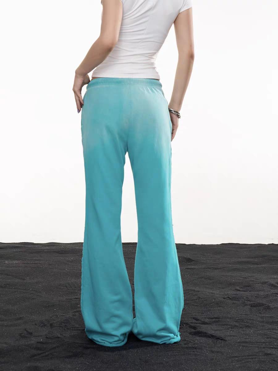Flared-Hem Drawstring Cotton Trouser
