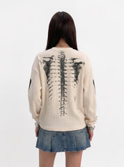Skeleton Cotton Waffle Sweatshirt