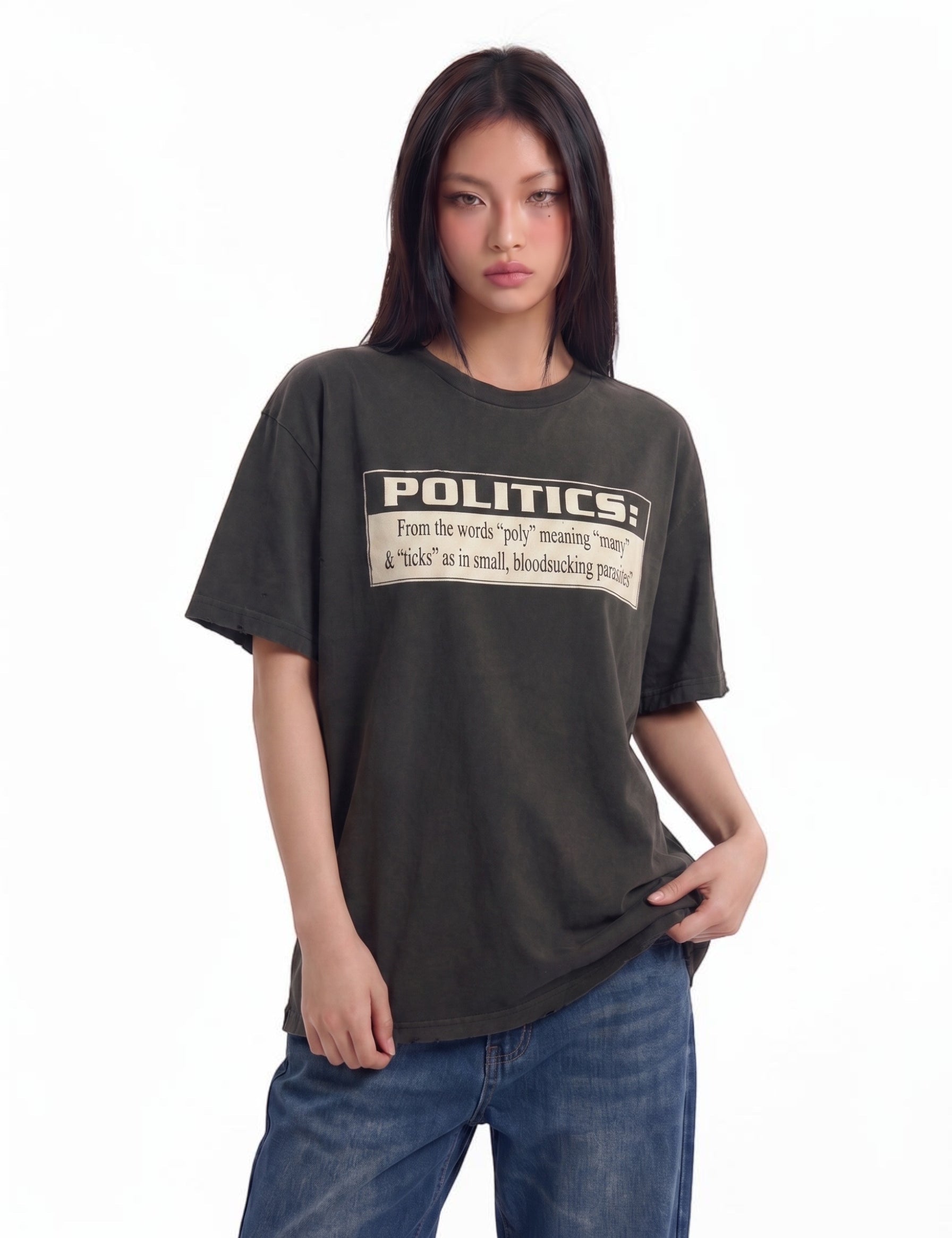 Blood Suckers distressed washed cotton tee — women's streetwear