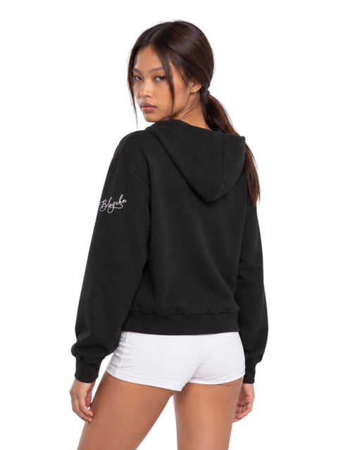 Double-Breasted Embroidered Hooded Cardigan