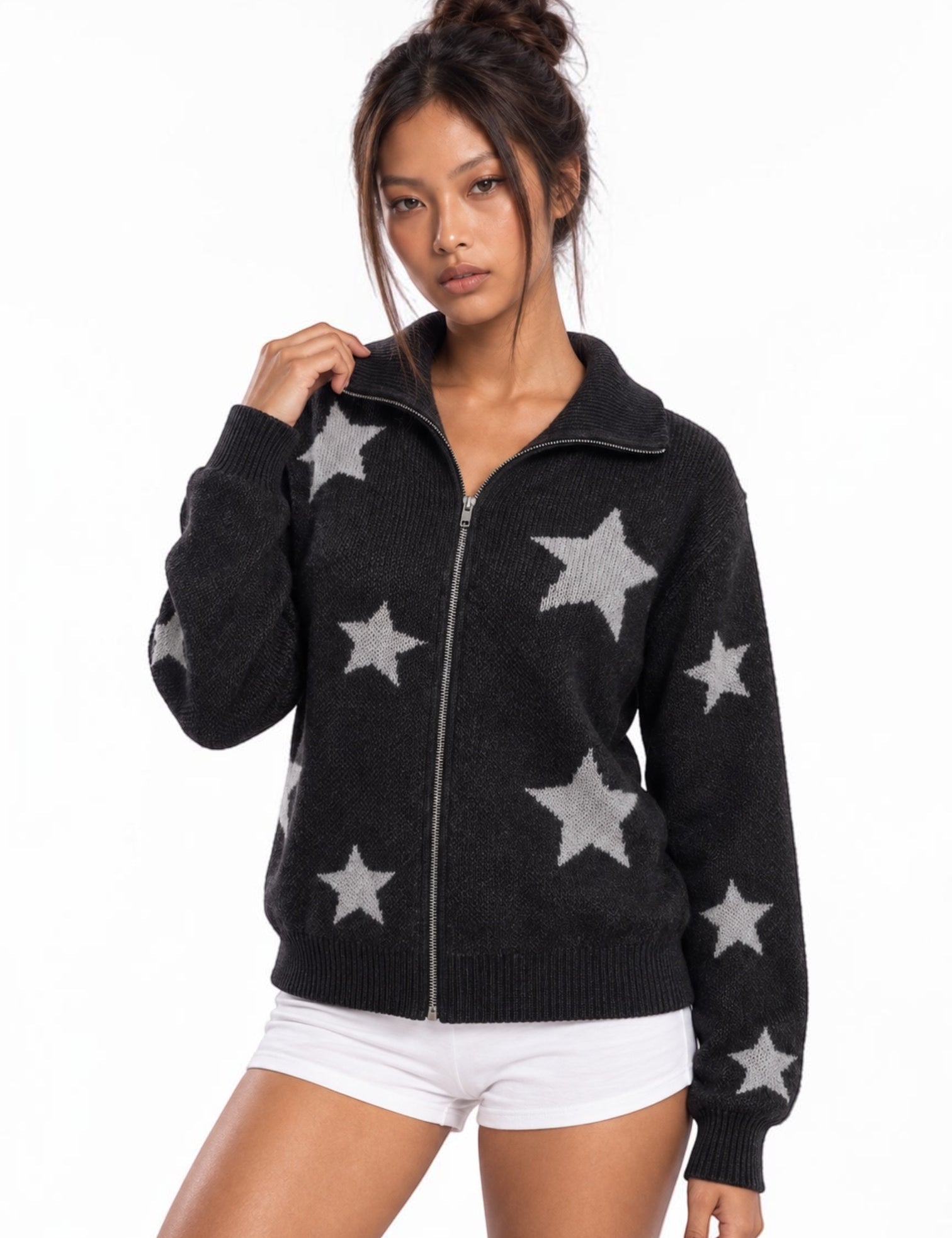 Stargaze Zip-Up Knit Cardigan