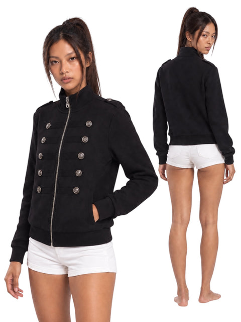 Ornate Round Filigree Zip-Up Jacket - Black