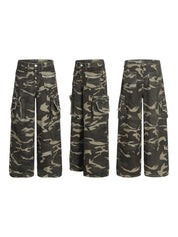 GKIKZ HEAVY-DUTY CAMO WIDE-LEG PANTS