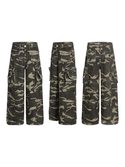Heavy-Duty Camo Wide-Leg Pants