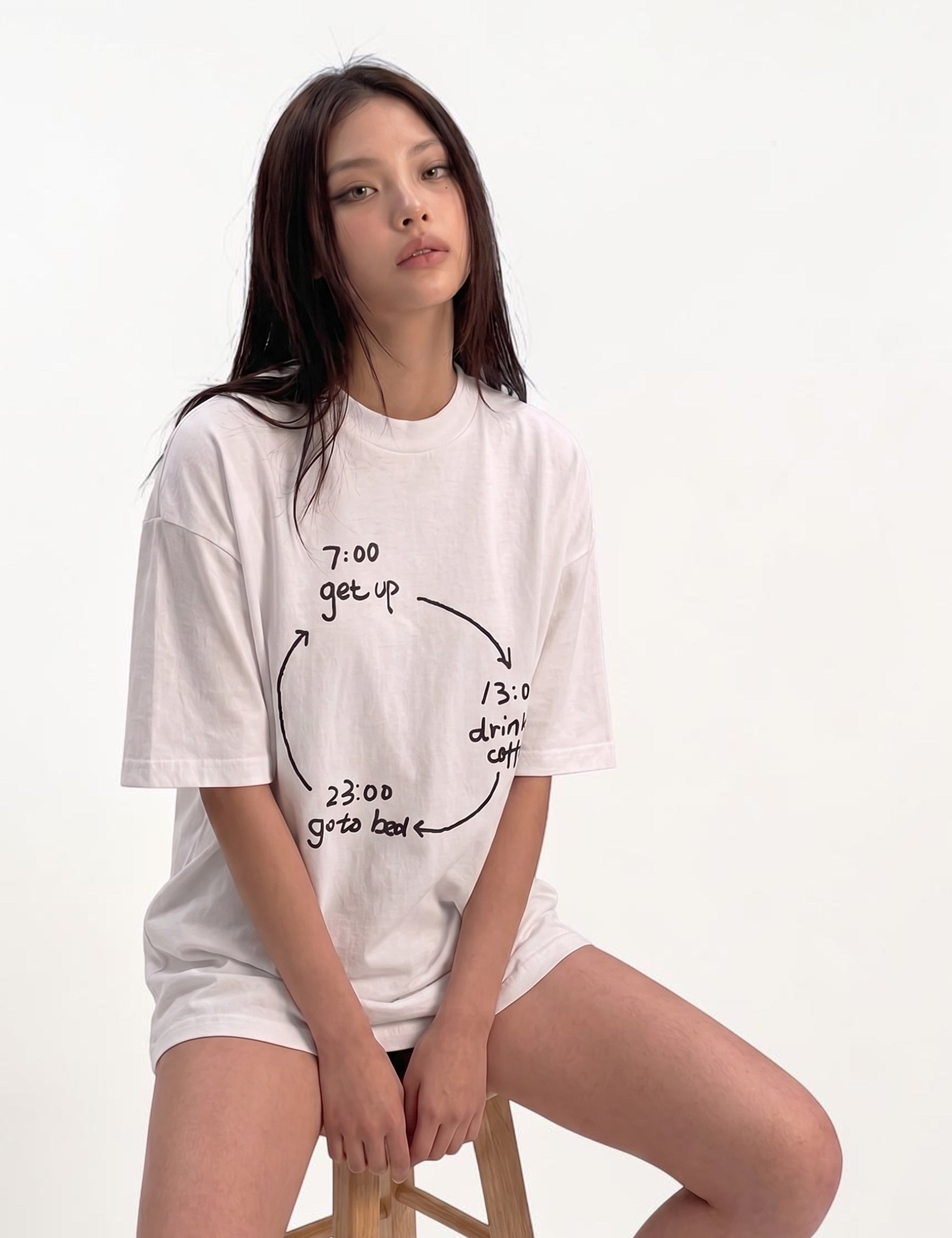 Busy Schedule timeline-print 250GSM cotton tee — streetwear